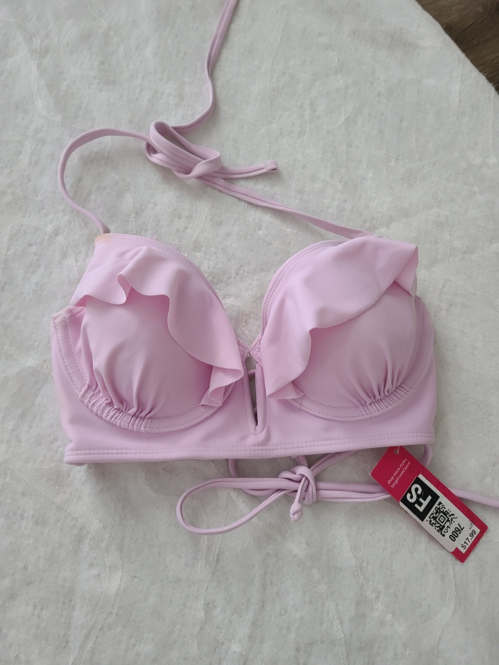 Xhilaration Light Pink Ruffle Bikini Top